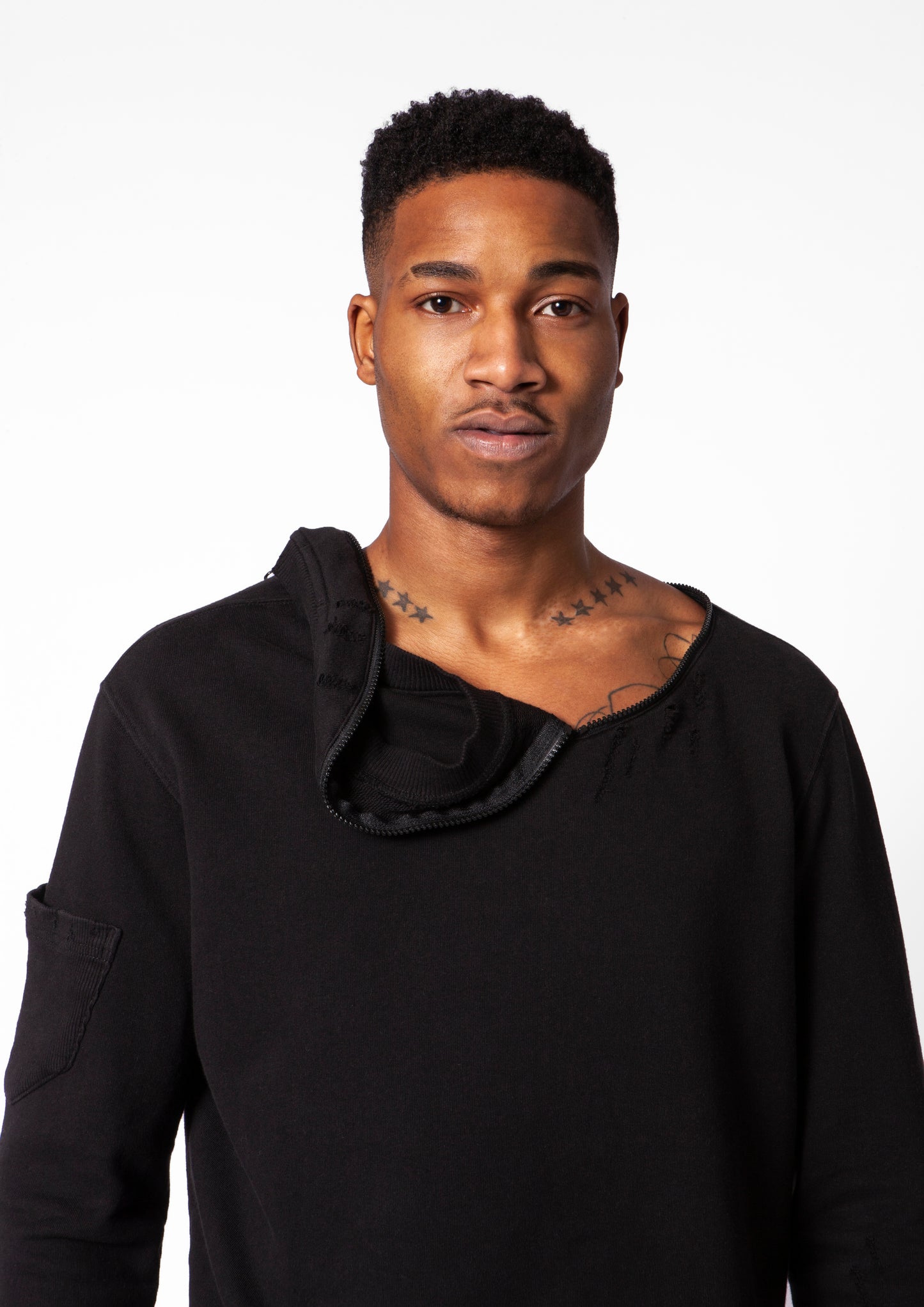 Black Distressed Logo Print Jumper