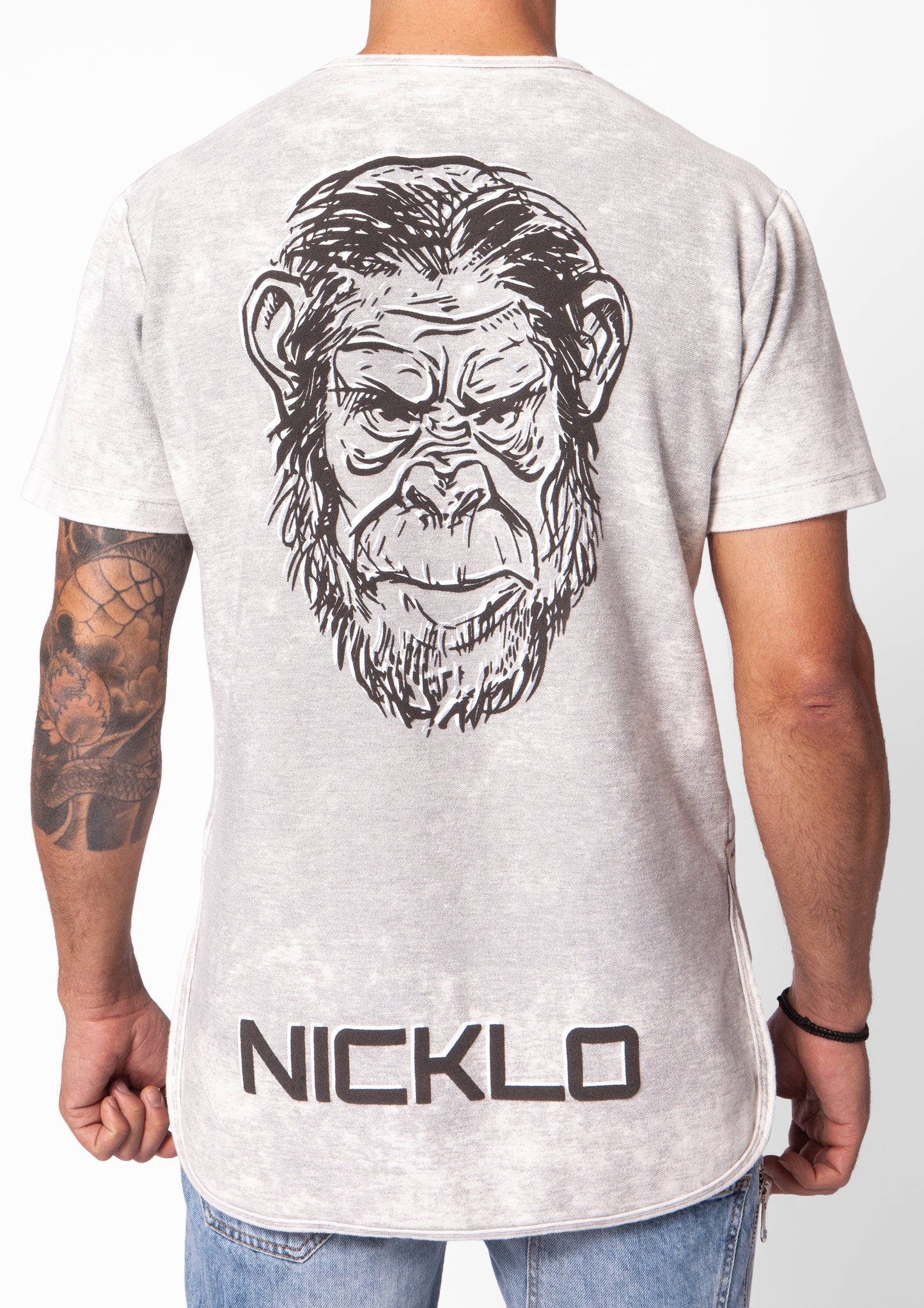 Faded Nicklo Ape Print Cotton Distressed