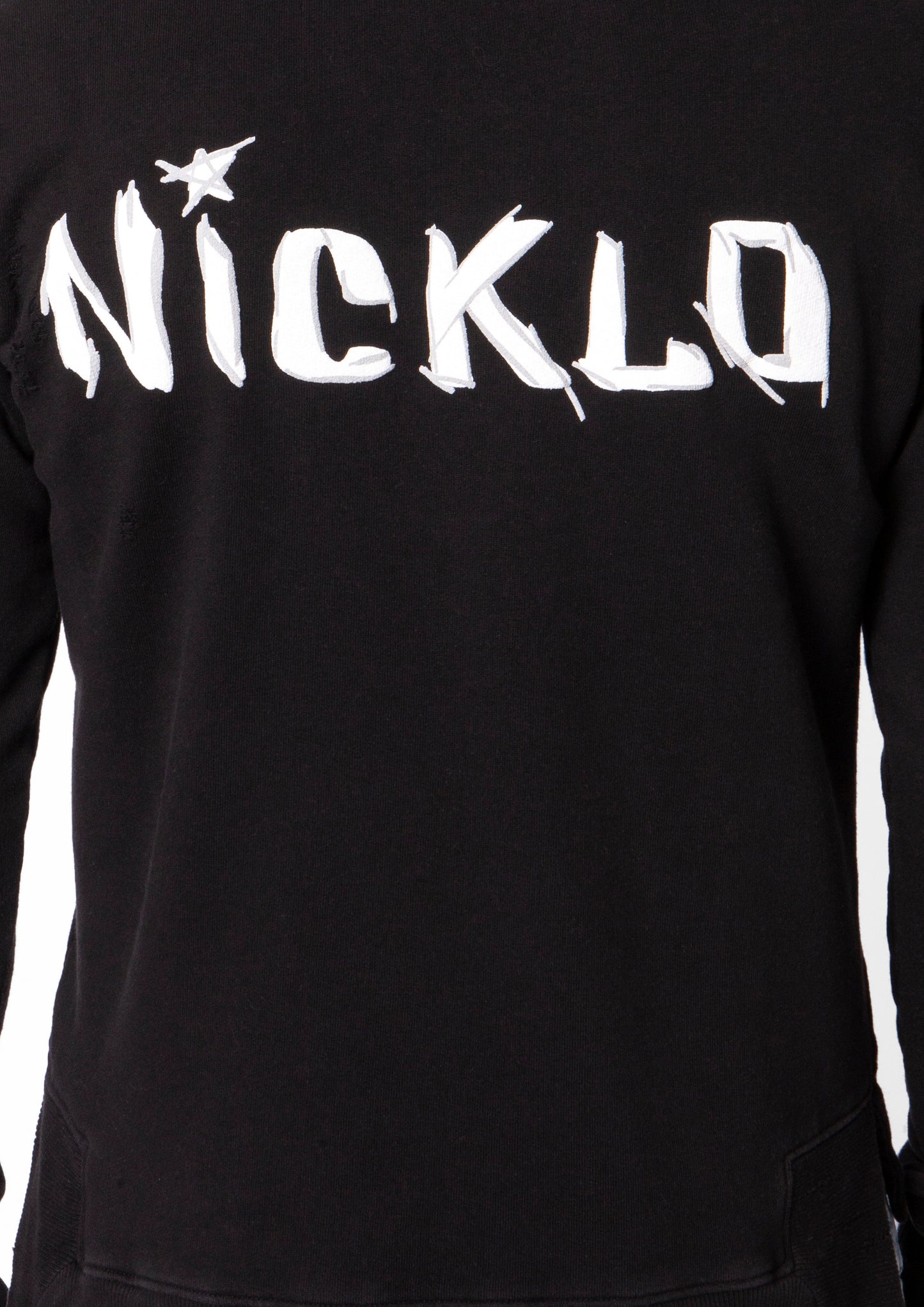 Black Distressed Logo Print Jumper