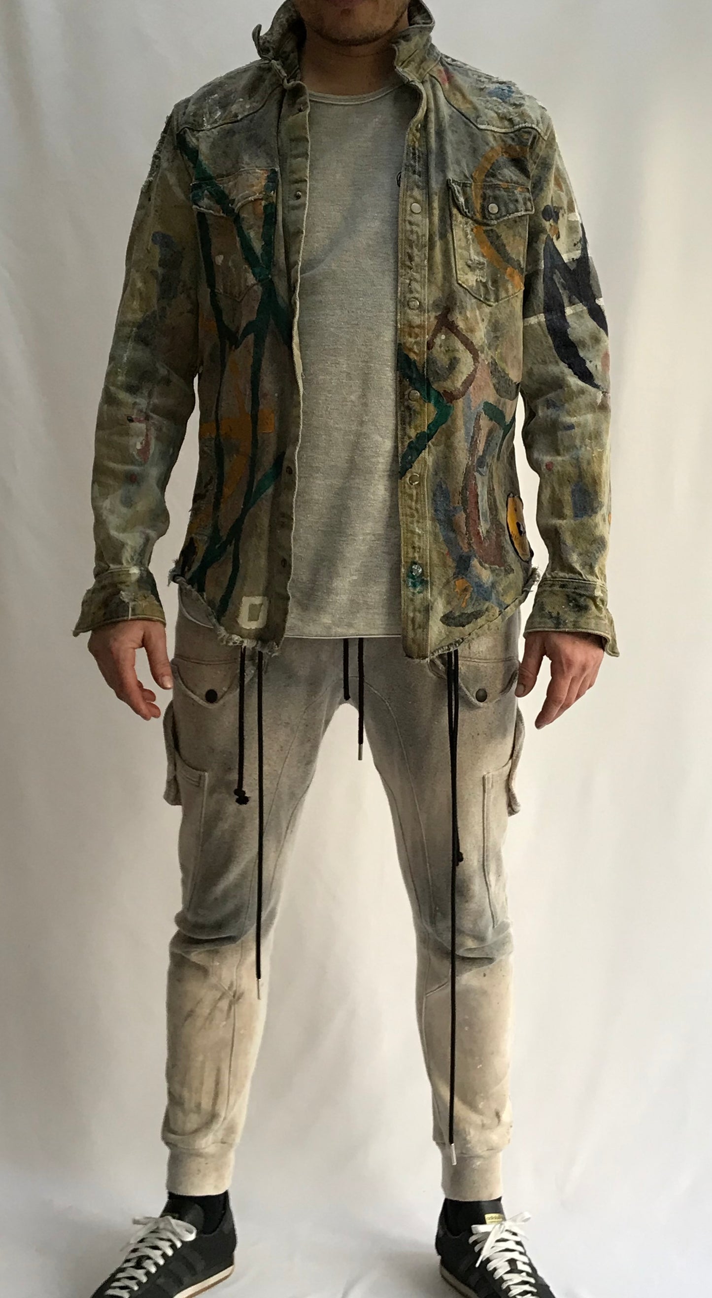 Blue Stone Washed Distressed Denim Jacket