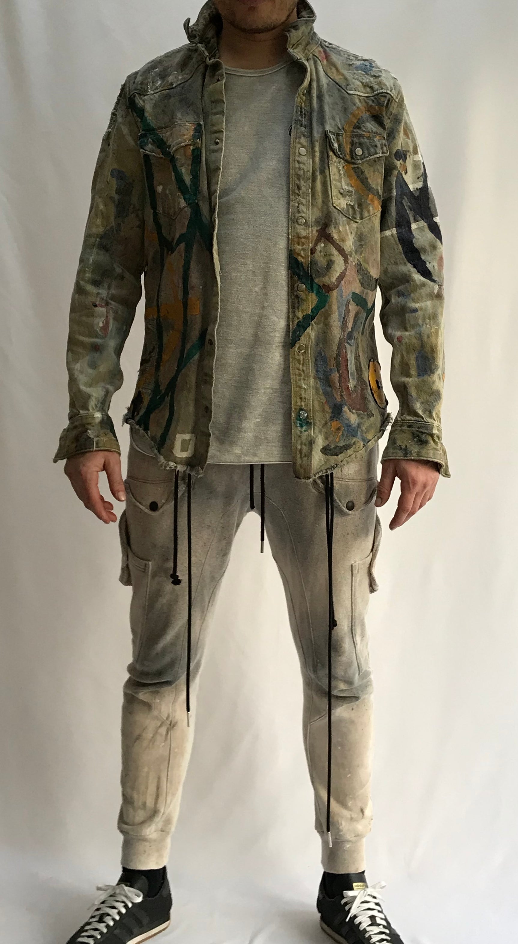 Blue Stone Washed Distressed Denim Jacket