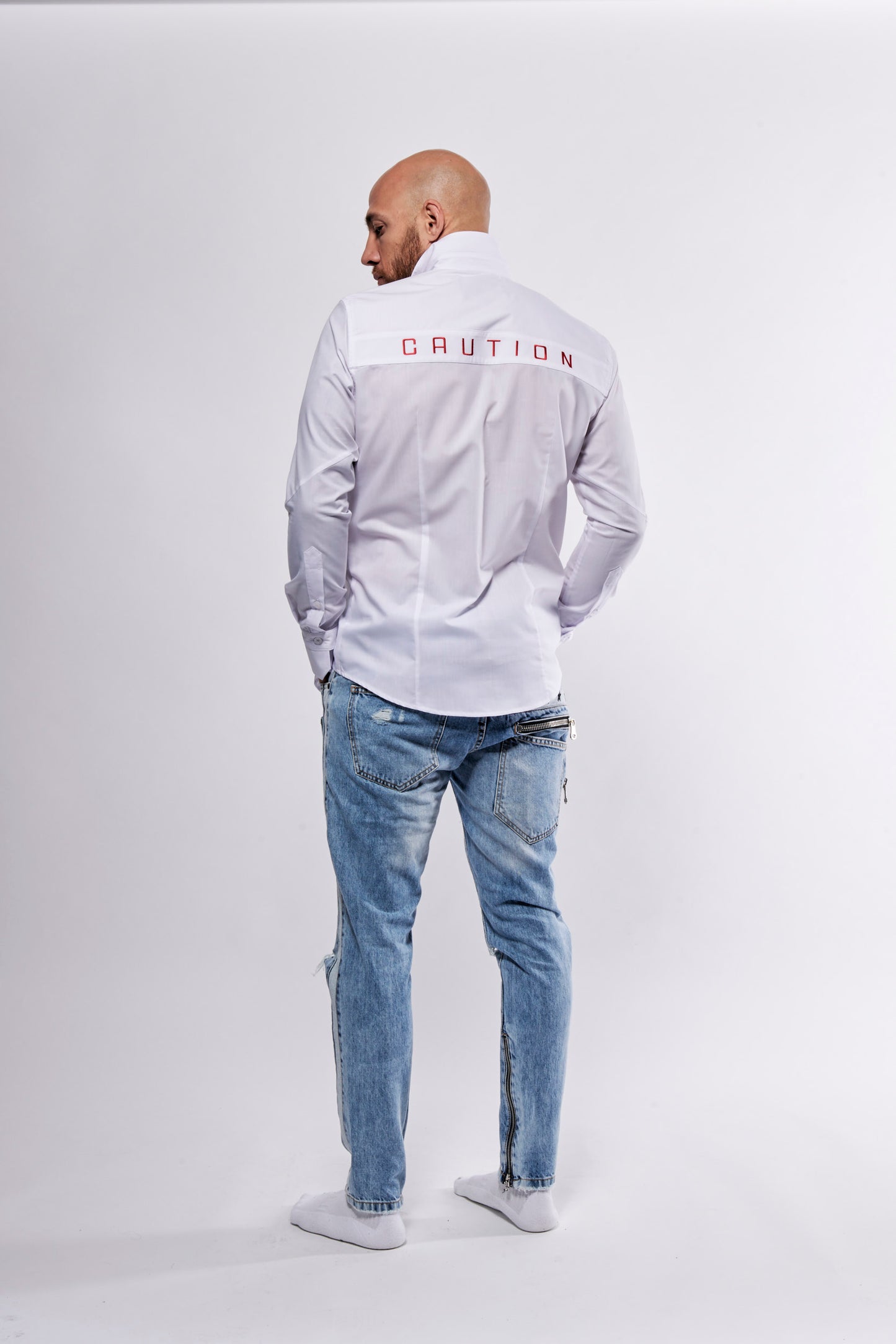 Signature Red Caution - Do Not Enter Loop White Shirt