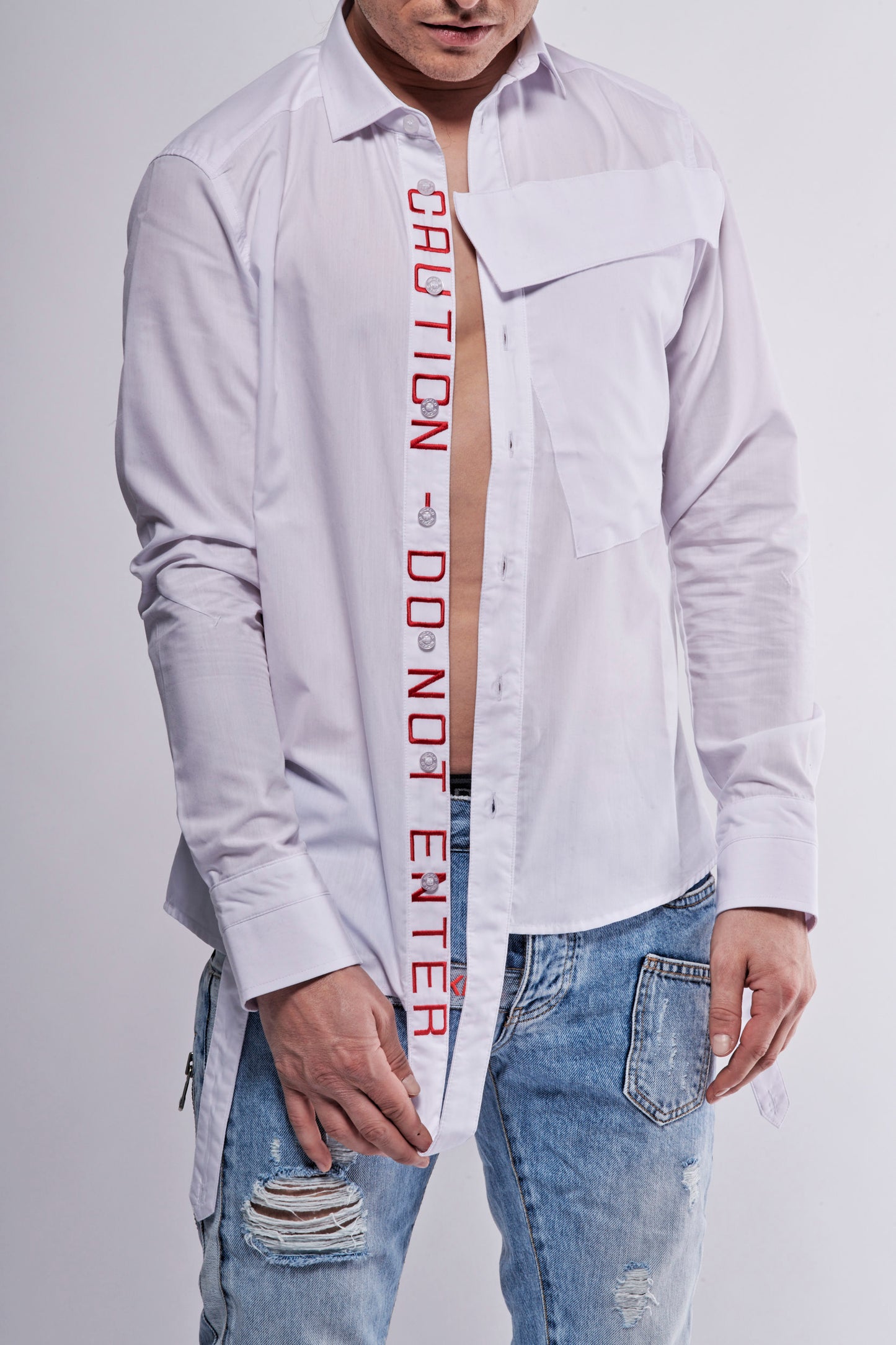 Signature Red Caution - Do Not Enter Loop White Shirt